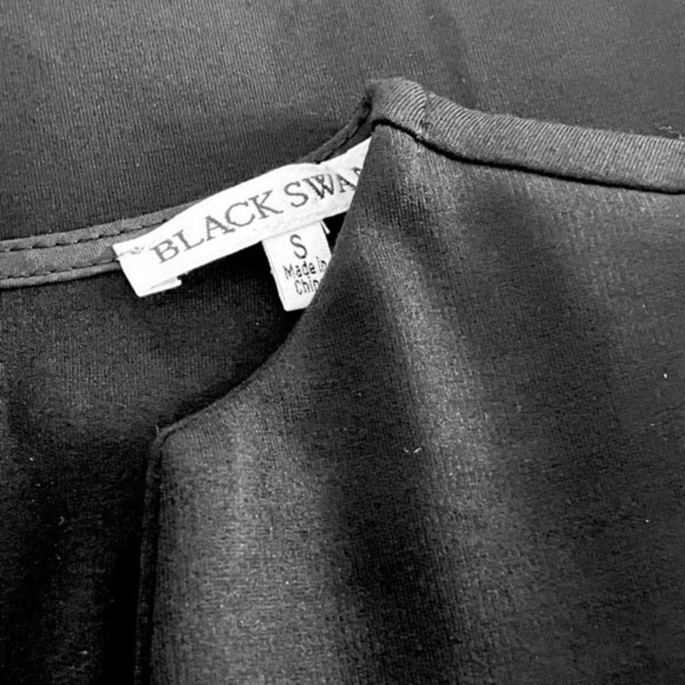 Black Swan Women’s Black Tuxedo Bodycon Midi Dress Deep V Size S - Picture 15 of 16